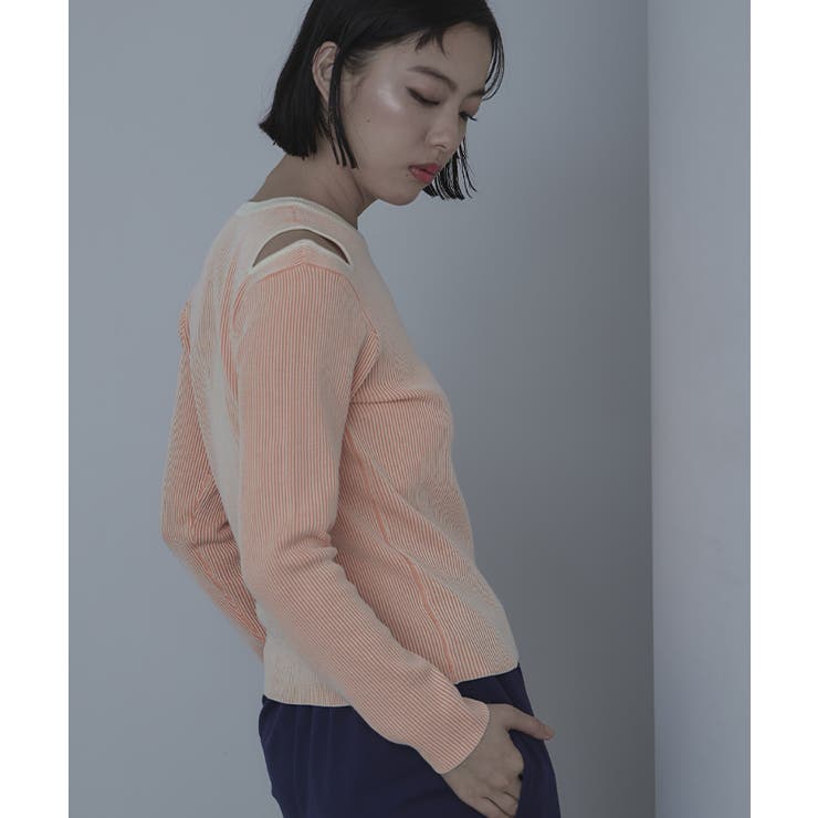 ショルダーカットバイカラーリブニット【miette ミエット】 | titivate | 詳細画像3 