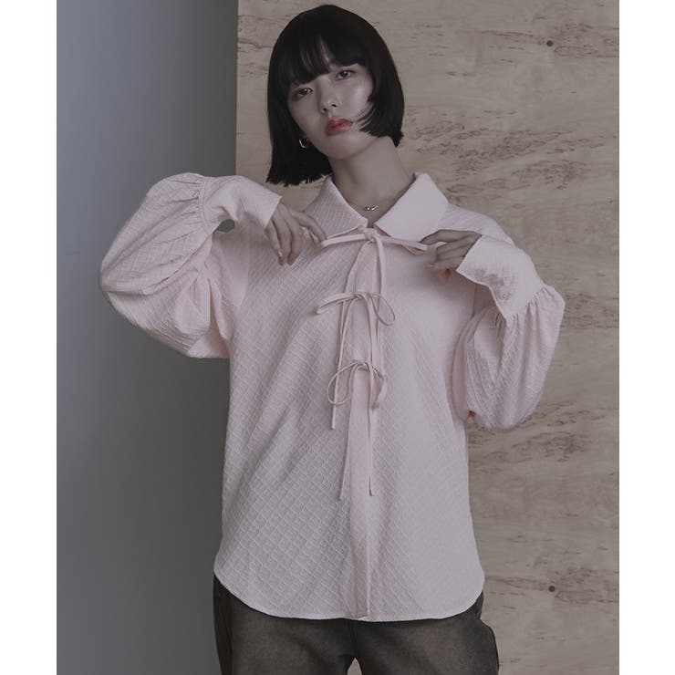 ビッグカラーフロントリボンブラウス【miette ミエット】[品番