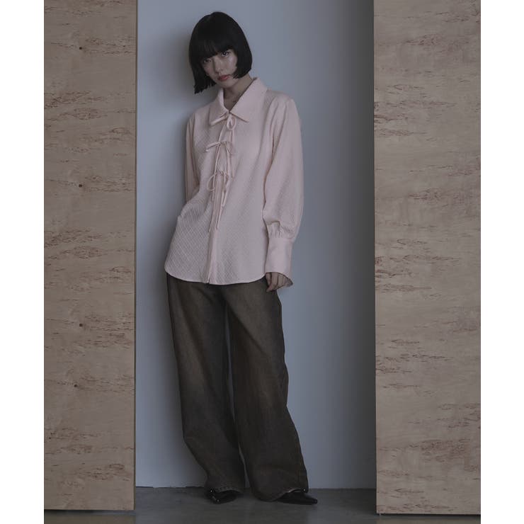 ビッグカラーフロントリボンブラウス【miette ミエット】[品番