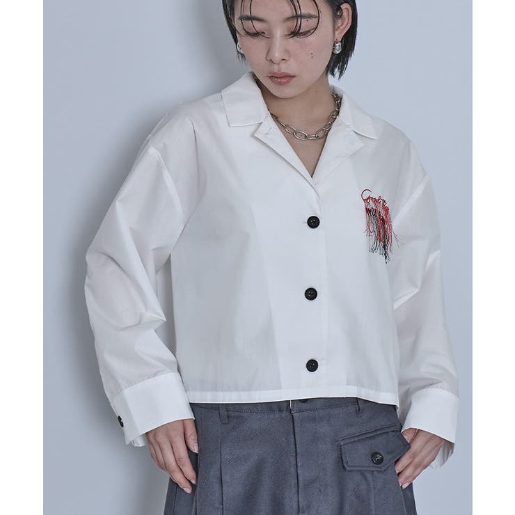 フリンジ刺繍開襟シャツ【miette ミエット】 | titivate | 詳細画像2 
