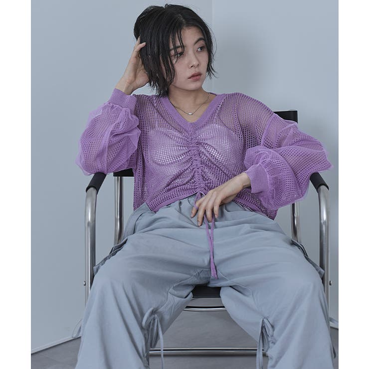 ドロストメッシュニットトップス【miette ミエット】 | titivate | 詳細画像2 