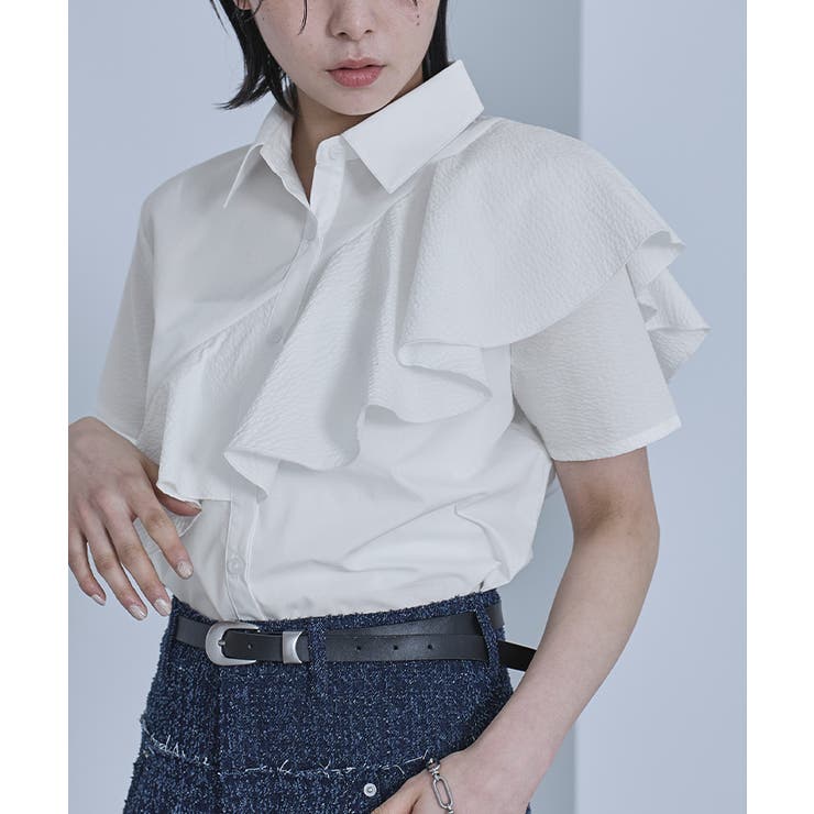 アシンメトリーラッフル半袖シャツ【miette ミエット】 | titivate | 詳細画像13 