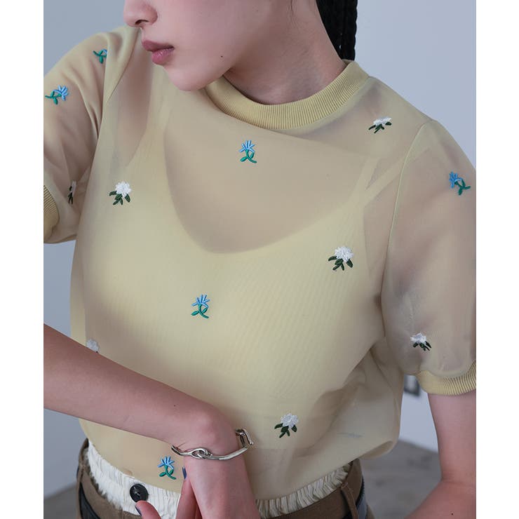 シアーダンボールフラワー刺繍トップス【miette ミエット】 | titivate | 詳細画像16 