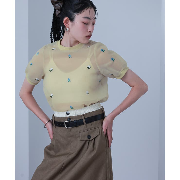 シアーダンボールフラワー刺繍トップス【miette ミエット】 | titivate | 詳細画像17 