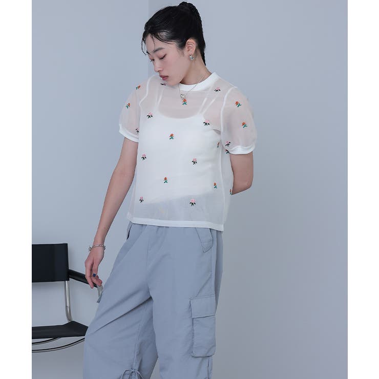 シアーダンボールフラワー刺繍トップス【miette ミエット】 | titivate | 詳細画像22 