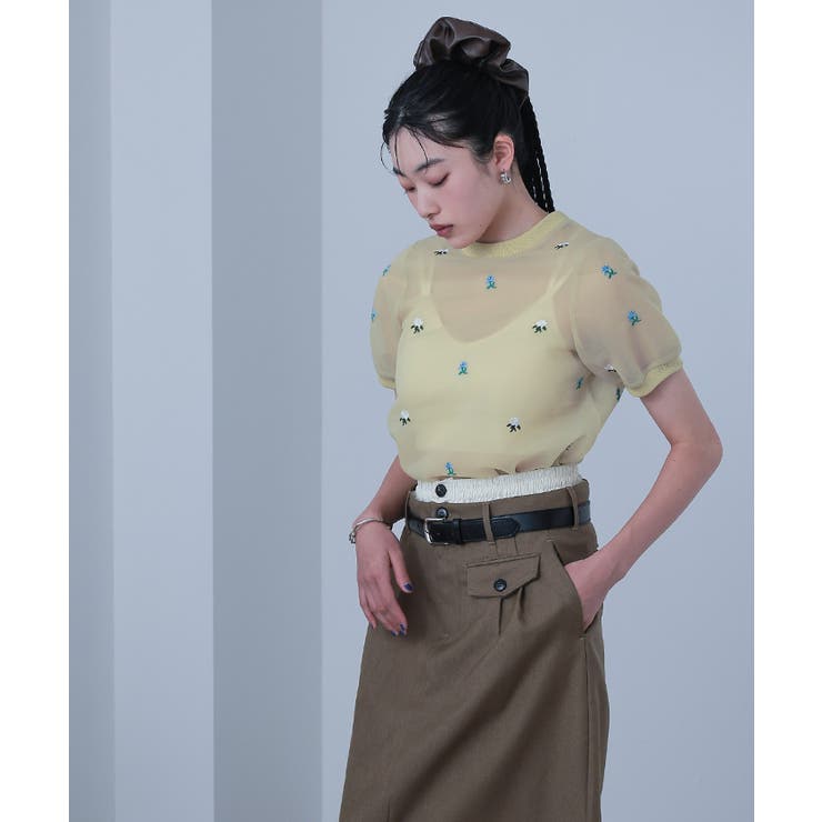 シアーダンボールフラワー刺繍トップス【miette ミエット】 | titivate | 詳細画像3 