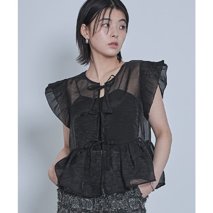 バルーンスリーブリボンシアーブラウス【miette ミエット】 | titivate | 詳細画像13 