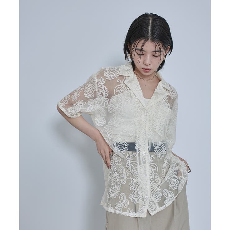 オープンカラーレースシャツ【miette ミエット】 | titivate | 詳細画像19 