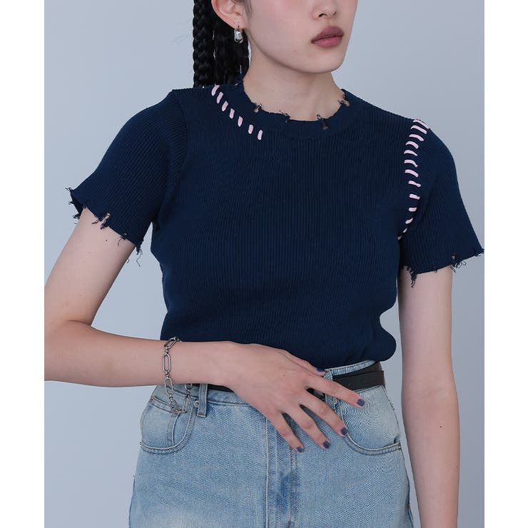 配色ステッチダメージトップス【miette ミエット】 | titivate | 詳細画像22 