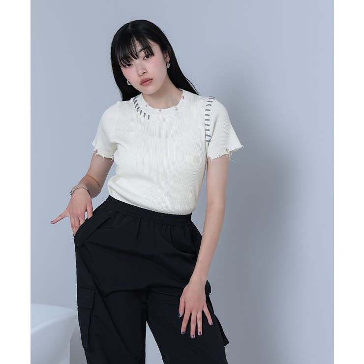 配色ステッチダメージトップス【miette ミエット】 | titivate | 詳細画像30 
