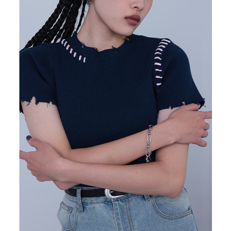 配色ステッチダメージトップス【miette ミエット】 | titivate | 詳細画像34 