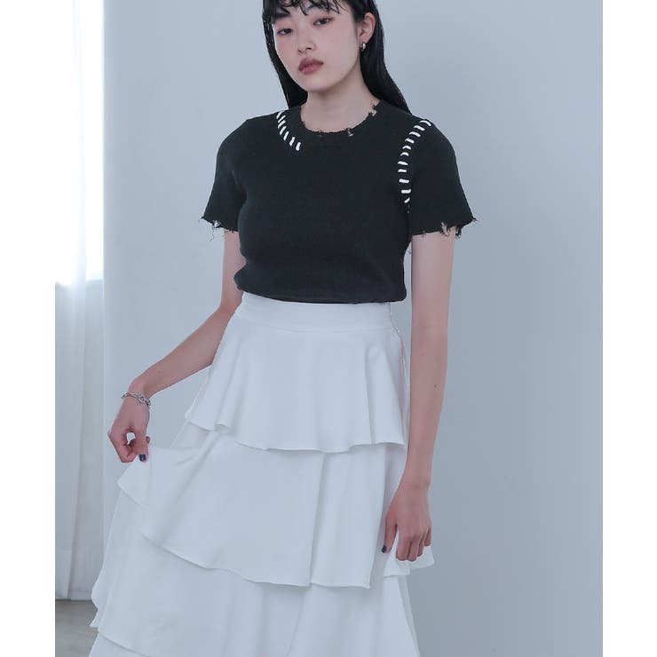配色ステッチダメージトップス【miette ミエット】 | titivate | 詳細画像4 