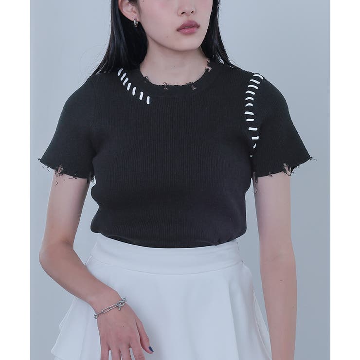 配色ステッチダメージトップス【miette ミエット】 | titivate | 詳細画像5 