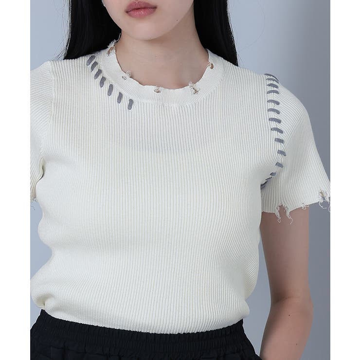 配色ステッチダメージトップス【miette ミエット】 | titivate | 詳細画像9 