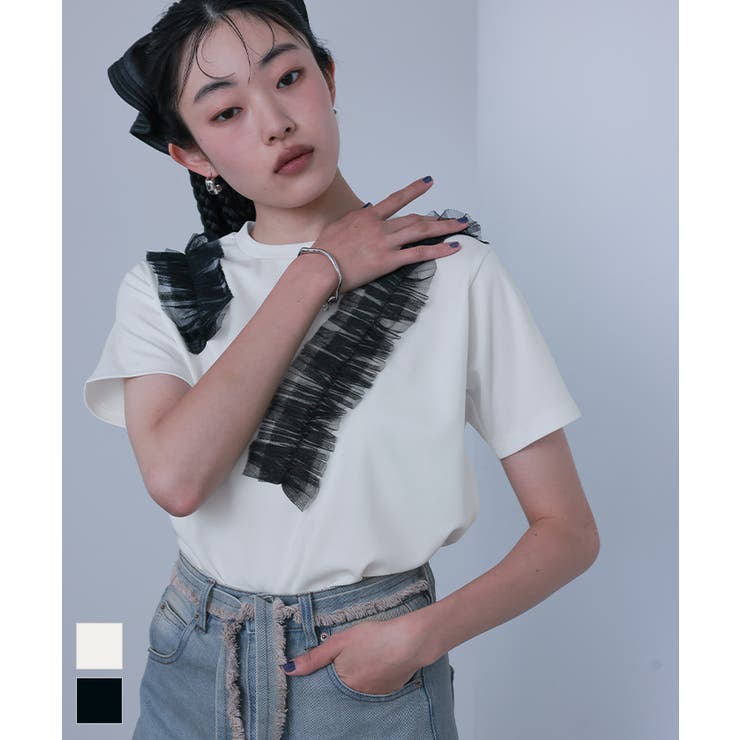 チュールフリルTシャツ【miette ミエット】 | titivate | 詳細画像1 