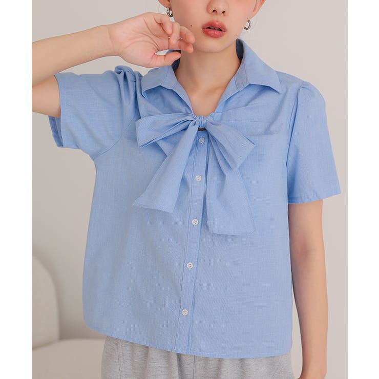 フロントリボンパフスリーブシャツ【miette ミエット】 | titivate | 詳細画像8 