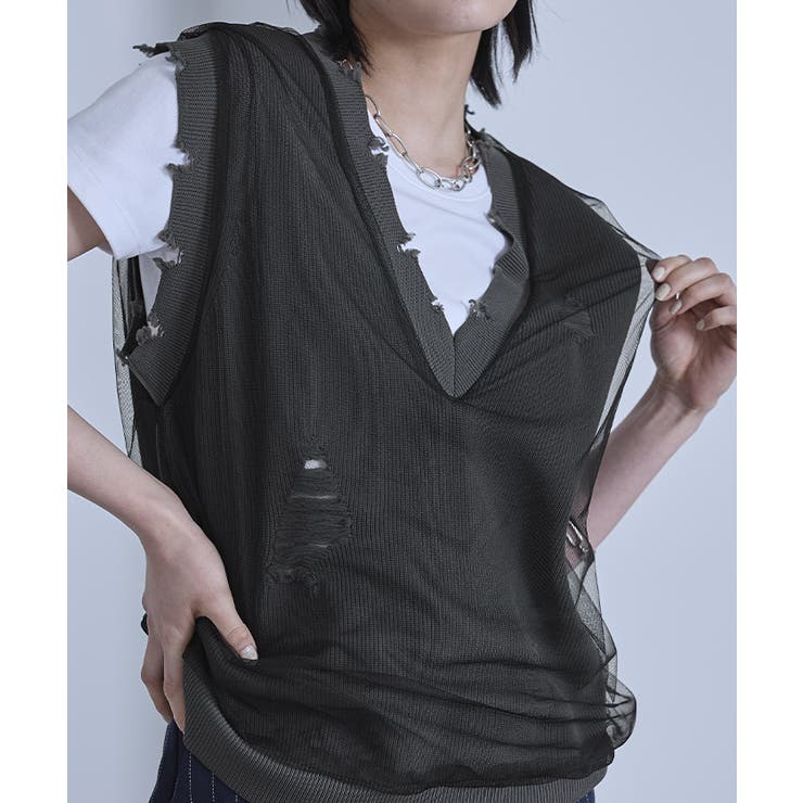 チュールレイヤードダメージベスト【miette ミエット】 | titivate | 詳細画像15 