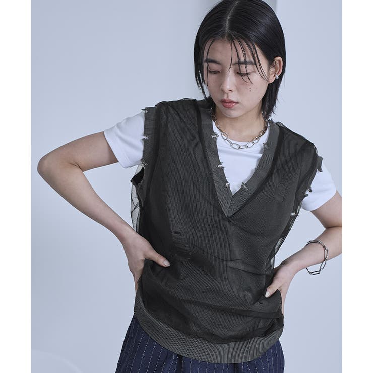 チュールレイヤードダメージベスト【miette ミエット】 | titivate | 詳細画像17 