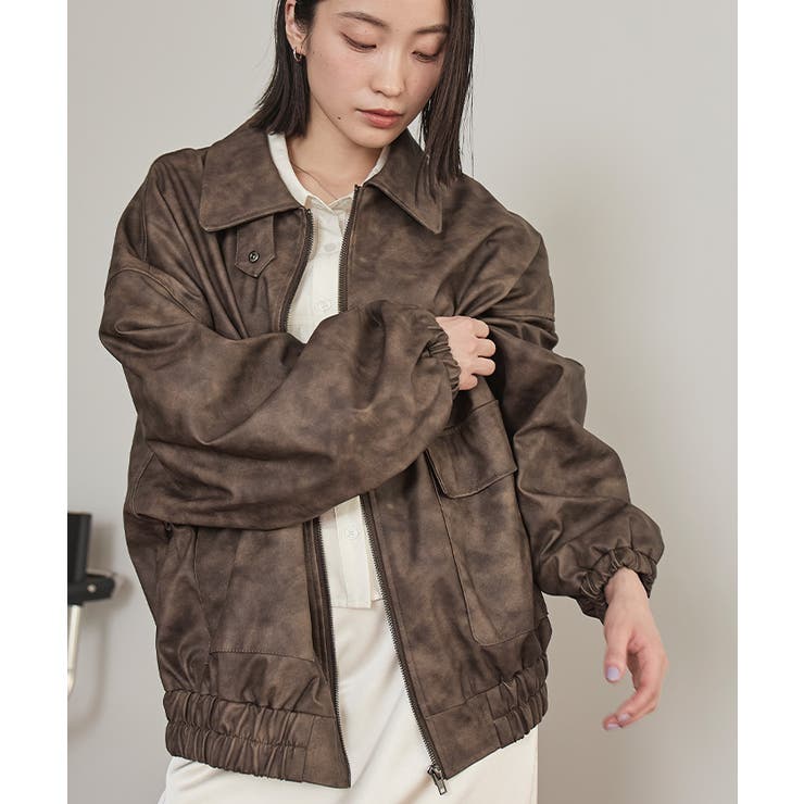 ムラ染めフェイクレザーブルゾン【miette ミエット】 | titivate | 詳細画像16 