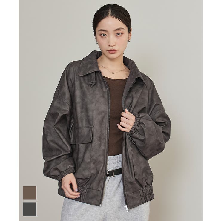 ムラ染めフェイクレザーブルゾン【miette ミエット】 | titivate | 詳細画像1 