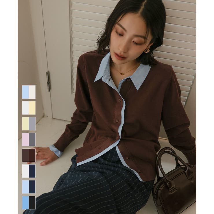 シャツレイヤード風カーディガン【miette ミエット】 | titivate | 詳細画像1 