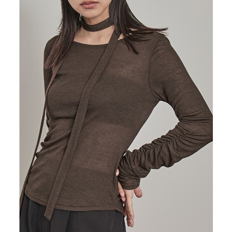 タイ付きシャーリングシアートップス【miette ミエット】 | titivate | 詳細画像12 