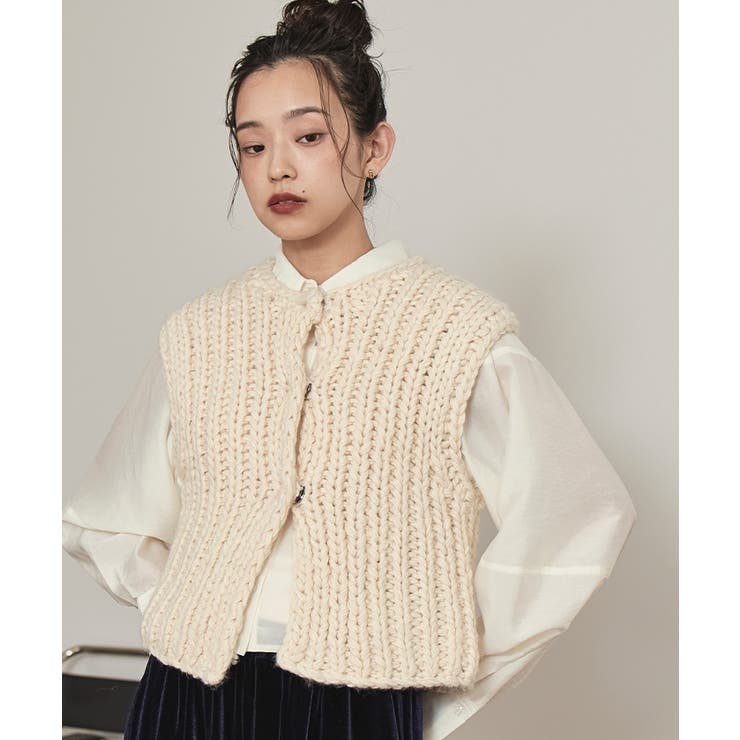 ローゲージハンドニットベスト【miette ミエット】[品番：TV000018061