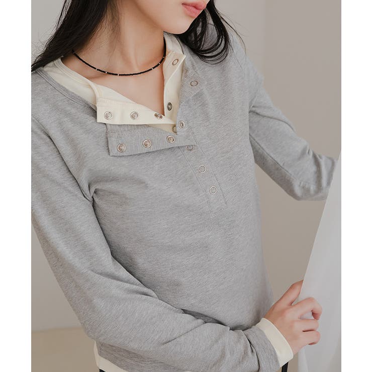 レイヤード風ヘンリーネックトップス【miette ミエット】 | titivate | 詳細画像2 