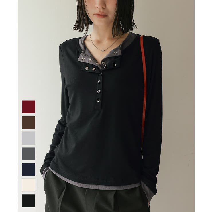 レイヤード風ヘンリーネックトップス【miette ミエット】 | titivate | 詳細画像1 