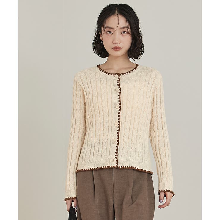 配色ステッチケーブルニットカーディガン【miette ミエット】 | titivate | 詳細画像12 