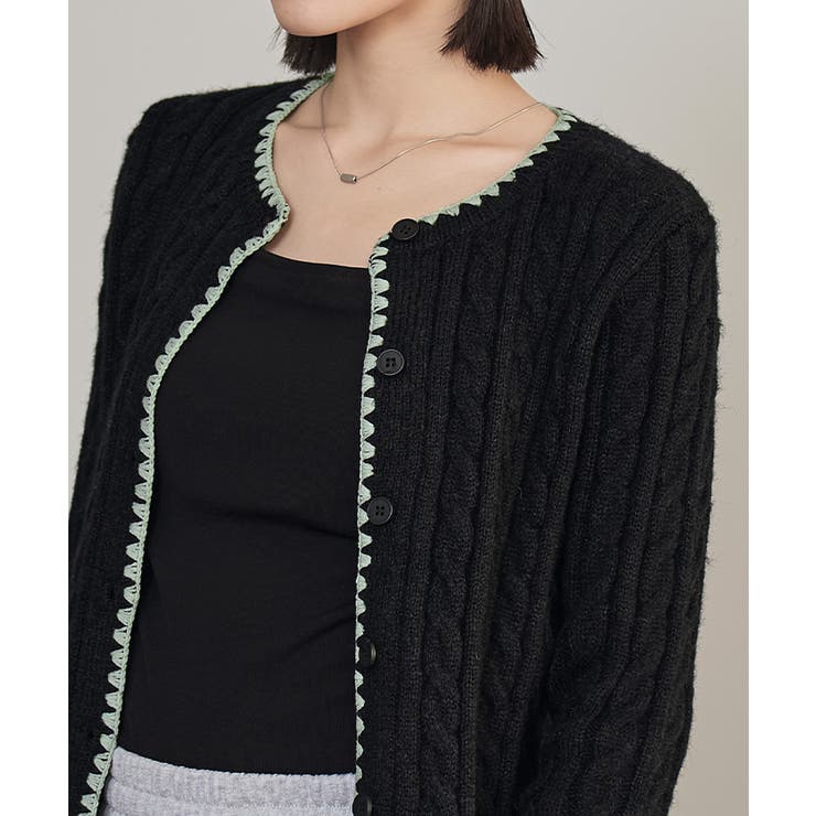 配色ステッチケーブルニットカーディガン【miette ミエット】 | titivate | 詳細画像7 