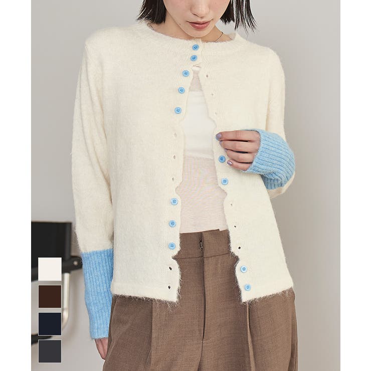ボタンデザイン配色カーディガン【miette ミエット】 | titivate | 詳細画像1 
