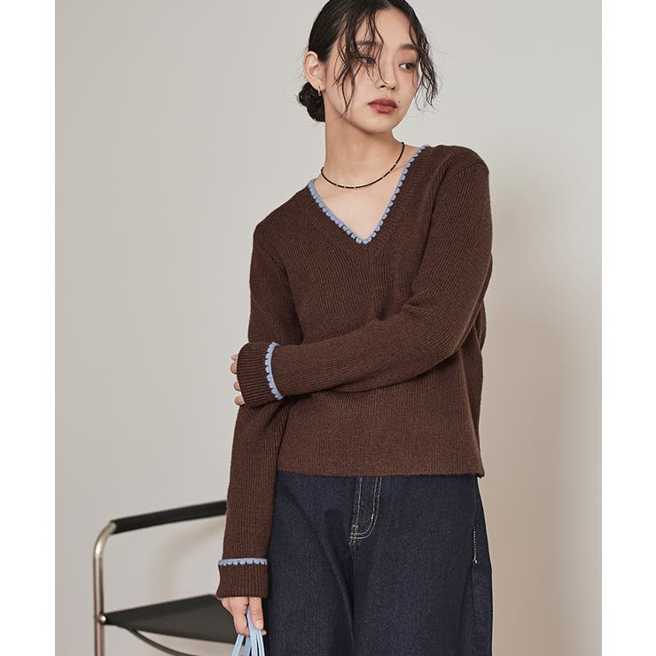 配色ステッチロールアップニット【miette ミエット】 | titivate | 詳細画像5 