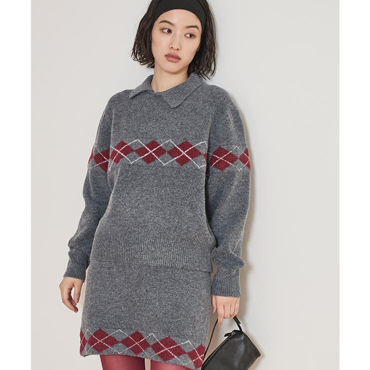 アーガイルアシンメトリーカラーニット【miette ミエット】 | titivate | 詳細画像13 