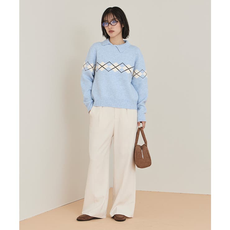 アーガイルアシンメトリーカラーニット【miette ミエット】 | titivate | 詳細画像15 