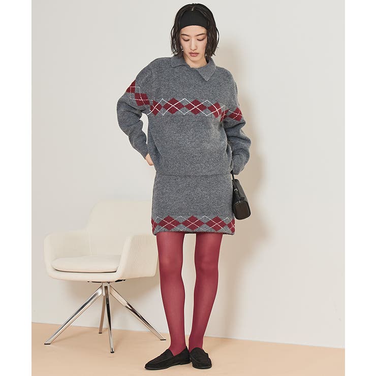 アーガイルアシンメトリーカラーニット【miette ミエット】 | titivate | 詳細画像17 