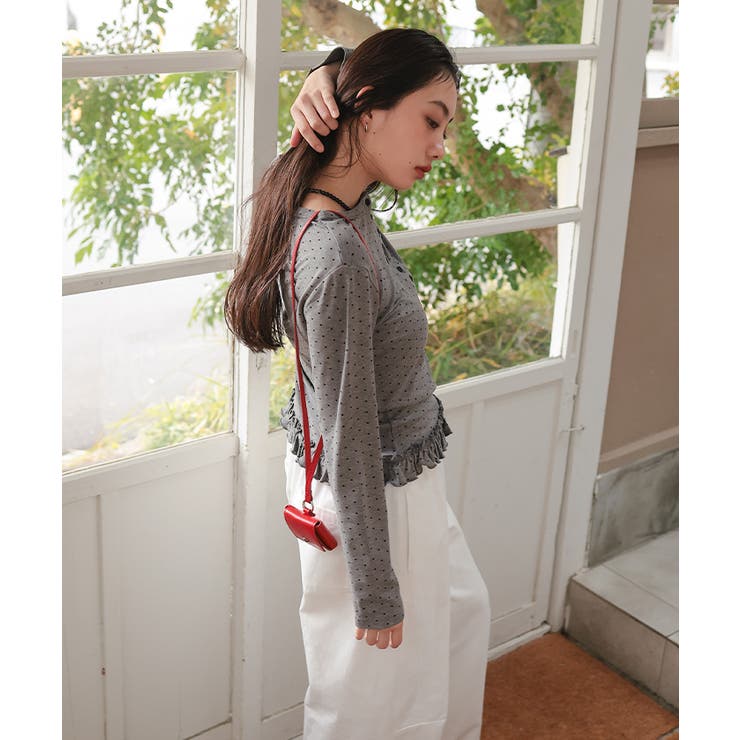 ドット裾フリルヘンリーネックトップス【miette ミエット】 | titivate | 詳細画像4 