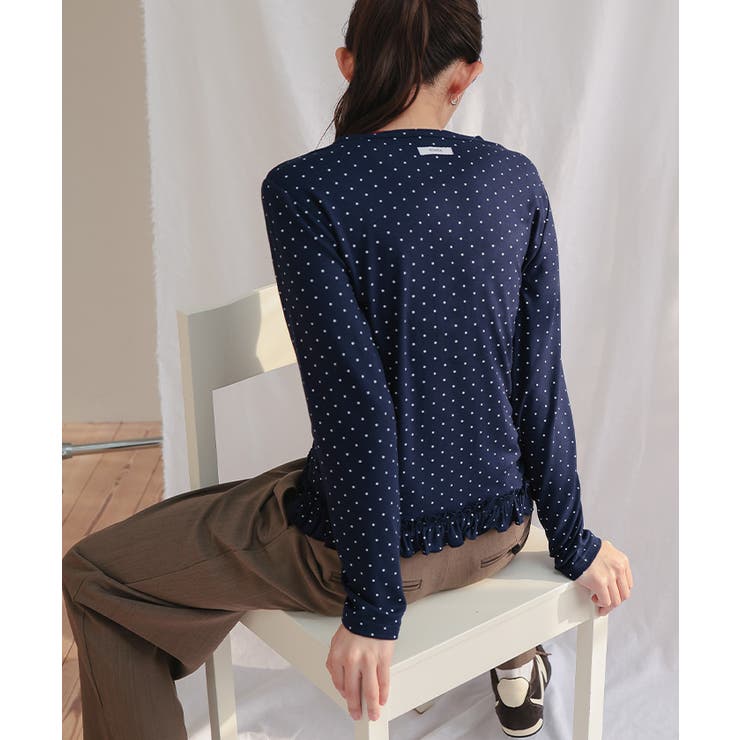 ドット裾フリルヘンリーネックトップス【miette ミエット】 | titivate | 詳細画像6 