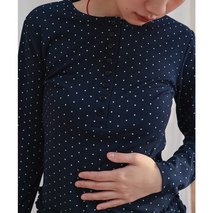 ドット裾フリルヘンリーネックトップス【miette ミエット】 | titivate | 詳細画像9 