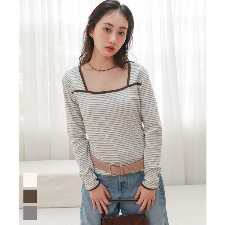 変形ネックパイピングトップス【miette ミエット】 | titivate | 詳細画像1 