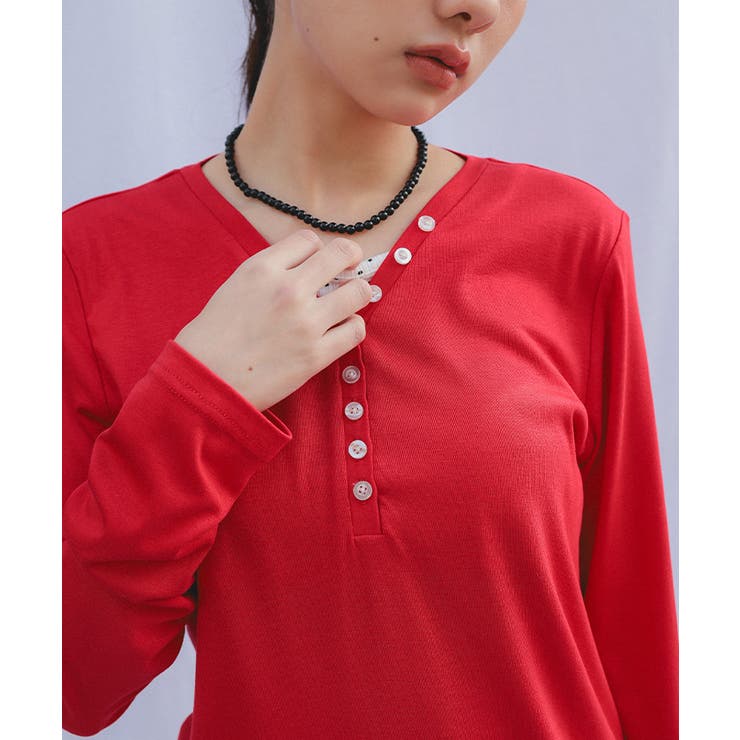 レイヤード風Vネックヘンリートップス【miette ミエット】 | titivate | 詳細画像3 