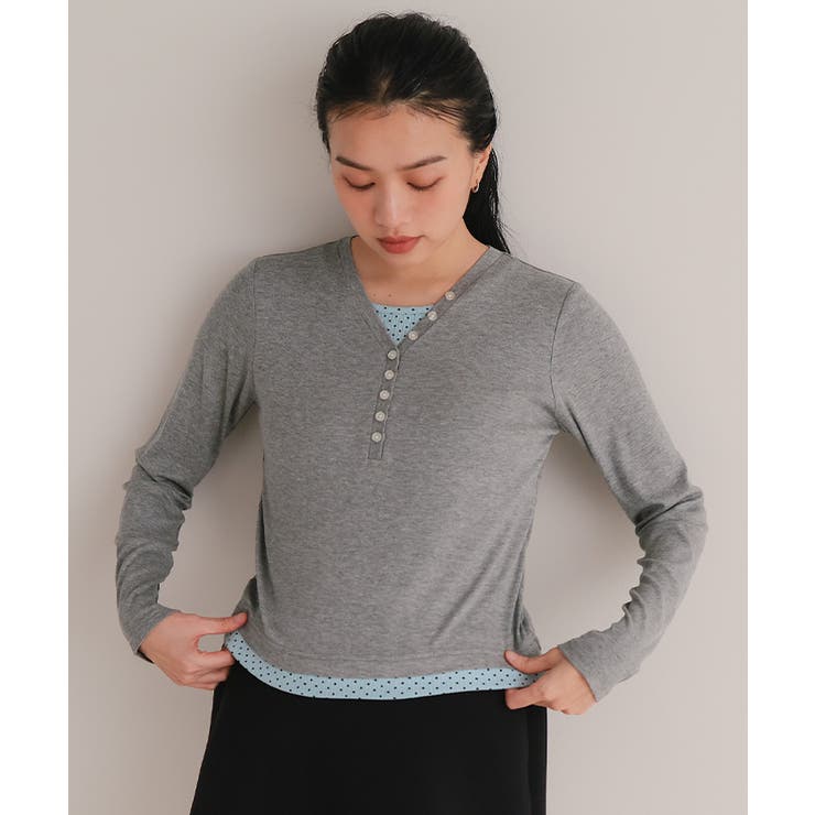 レイヤード風Vネックヘンリートップス【miette ミエット】 | titivate | 詳細画像11 