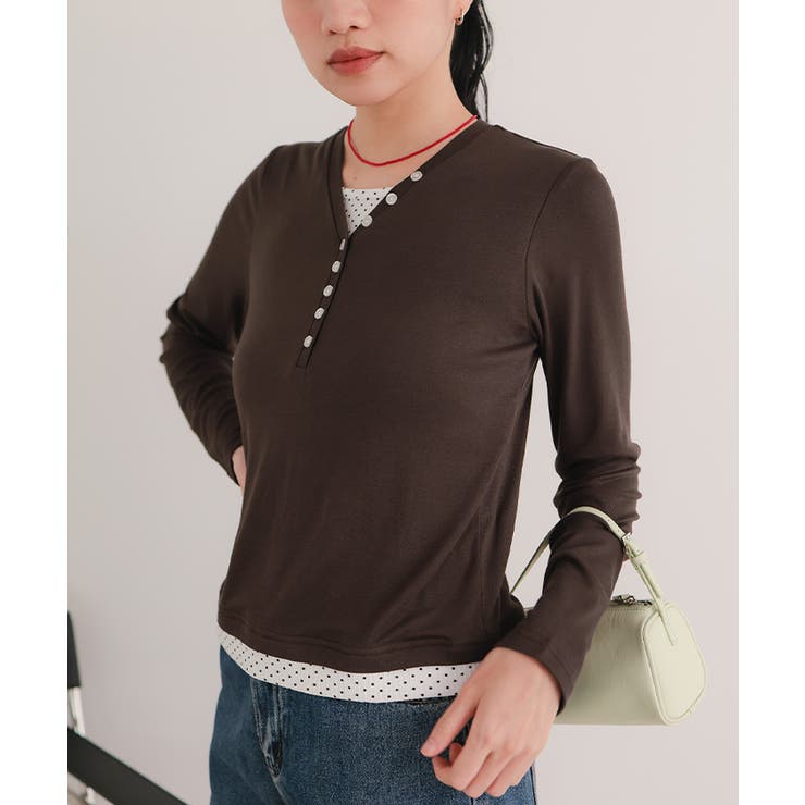 レイヤード風Vネックヘンリートップス【miette ミエット】 | titivate | 詳細画像16 