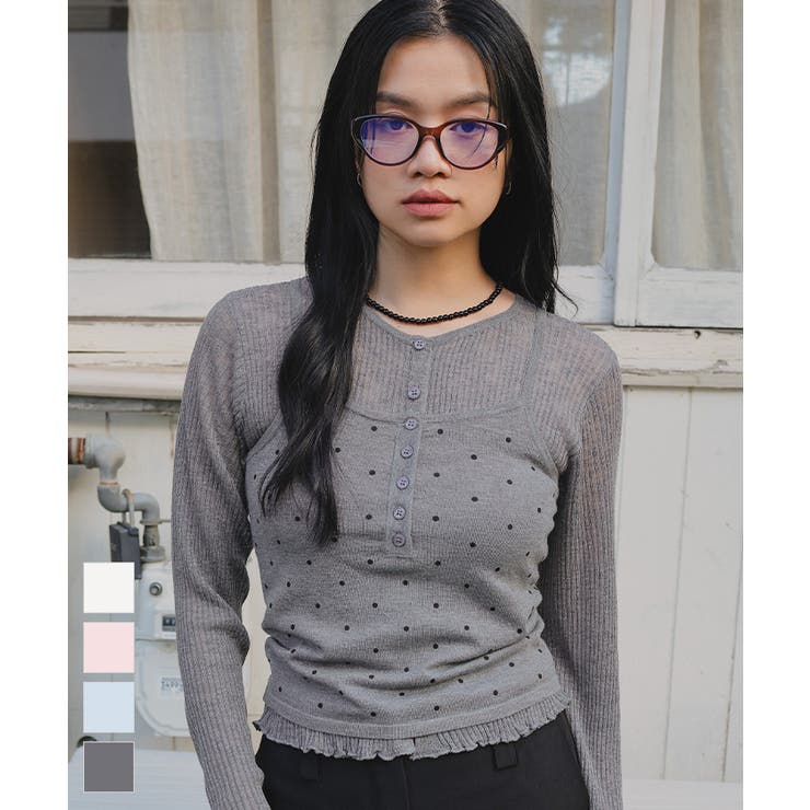 シアーカーディガンドットキャミセット【miette ミエット】 | titivate | 詳細画像1 