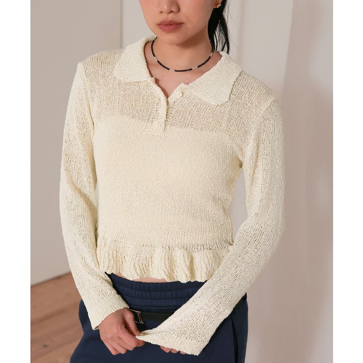 透かし編み裾フリルポロニット【miette ミエット】 | titivate | 詳細画像20 