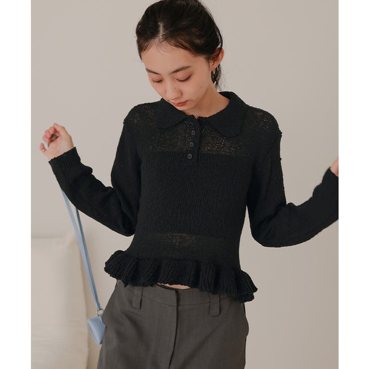 透かし編み裾フリルポロニット【miette ミエット】 | titivate | 詳細画像22 