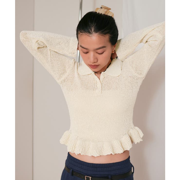 透かし編み裾フリルポロニット【miette ミエット】 | titivate | 詳細画像28 