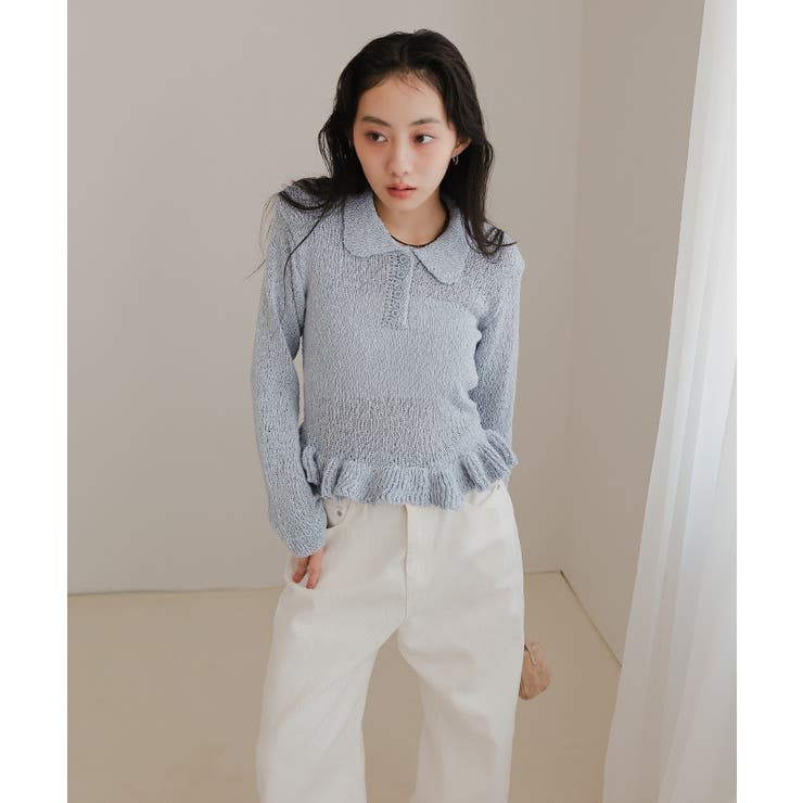 透かし編み裾フリルポロニット【miette ミエット】 | titivate | 詳細画像11 