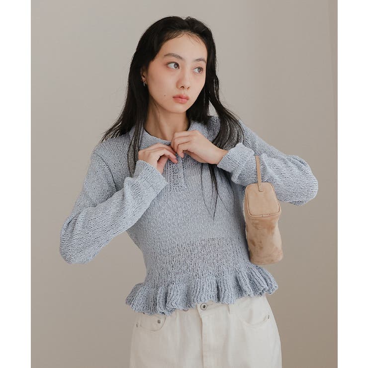 透かし編み裾フリルポロニット【miette ミエット】 | titivate | 詳細画像13 