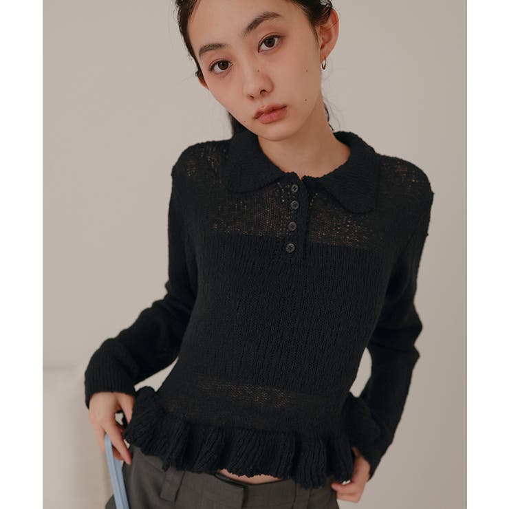 透かし編み裾フリルポロニット【miette ミエット】 | titivate | 詳細画像15 